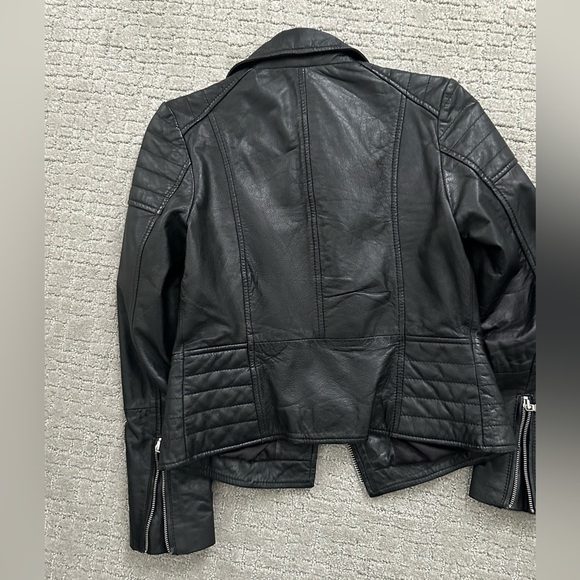 Barney’s Originals Leather Biker Jacket, Black, UK 8/ US 4; EUC - Picture 7 of 7